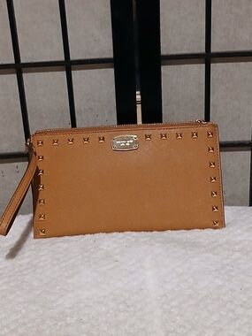 Michael Kors Tan Studded Wristlet Clutch
